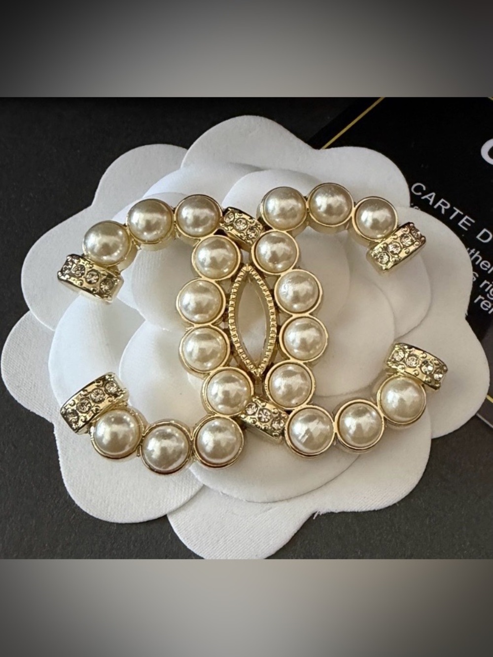 Pearl with Crystal Accent Brooch New